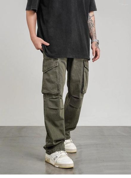 Herrenhose SCHWARZ VON EXIT American Vintage Distressed Large Pocket Straight Cargo National High Street Loose Hose