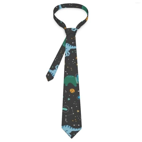 Yay bağları uzay dinozor kravat sevimli hayvan baskı cosplay parti boynu vintage yetişkin yaka kravat doğum günü hediyesi