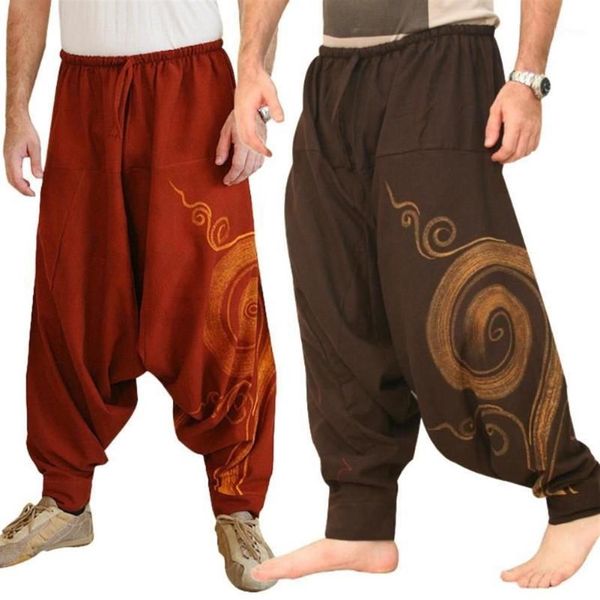 Erkekler Kot pantolon erkek hip-hop kadınlar şık çekiliş damlası kasık ayak bileği bağlı bol pantolonlar uzun harem rahat uzun1260'lar