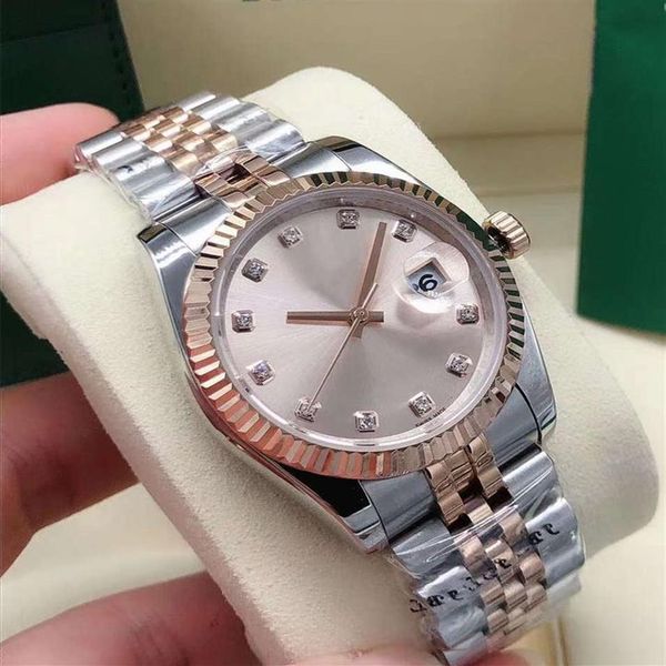 Orologio da donna da uomo di alta qualità in oro rosa da 36 mm con zaffiro DATE Orologi meccanici automatici Abito da donna Acciaio inossidabile stra230w