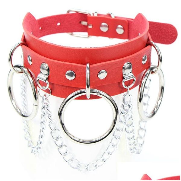 Chokers Gothic Punk Pu-Leder-Halsband-Schloss-Schlüssel-Herz-runder Spike-Niet-Kragen mit Nieten-Halsketten-Körper-Geburtstags-Party-Geschenk-Chockers-Juwel DH5DL