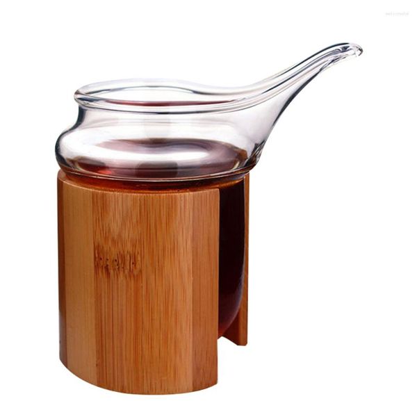 Set di stoviglie Cremiera Tazza da tè in vetro di bambù Mini Contenitori per salsa Teiera con copertura in legno Godendo della fornitura