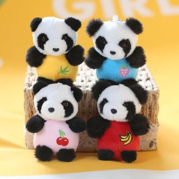 Chaveiros bonito panda chinês chaveiro para homens mulheres chaveiro de mochila saco pingente de carro boneca de pelúcia anel bugigangas presente