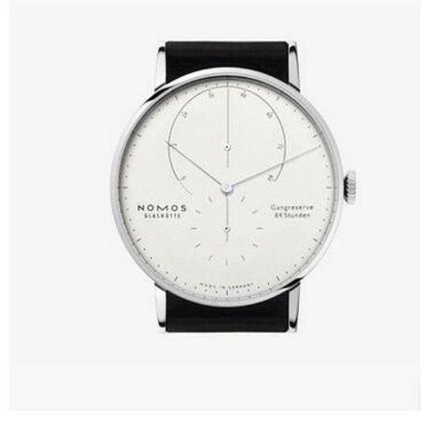 nomos Novo modelo Marca glashutte Gangreserve 84 stunden relógio de pulso automático moda masculina mostrador branco top de couro preto 2325