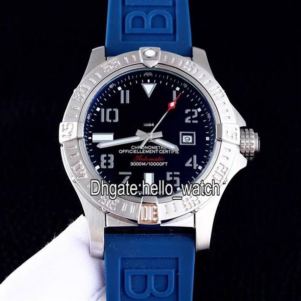 Barato Novo II Seawolf A1733110 Black Dial Automatic Mens Watch Caixa De Aço Azul Borracha Strap Gents Sport Relógios De Alta Qualidade Olá 292R