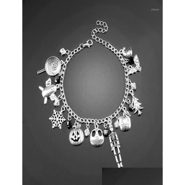 Chain Link Dongsheng The Nightmare Before Christmas Charm-Armband Halloween Jack Skellington Sally Snowflakes Skl Pumpkin Drop Delive Dhnqq