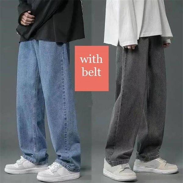 Streetwear Baggy Jeans Männer Plus Größe S-5XL Mode Lose Gerade Breite Bein Hosen Schwarz Hellblau Männliche Casual Kleidung 220308304q