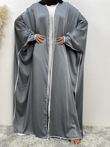Roupas étnicas Eid Muçulmano Abaya para Mulheres Derss Bat Manga Cetim Marrocos Vestido de Festa Mulher Caftan Noite Longo Robe Vestidos Abayas