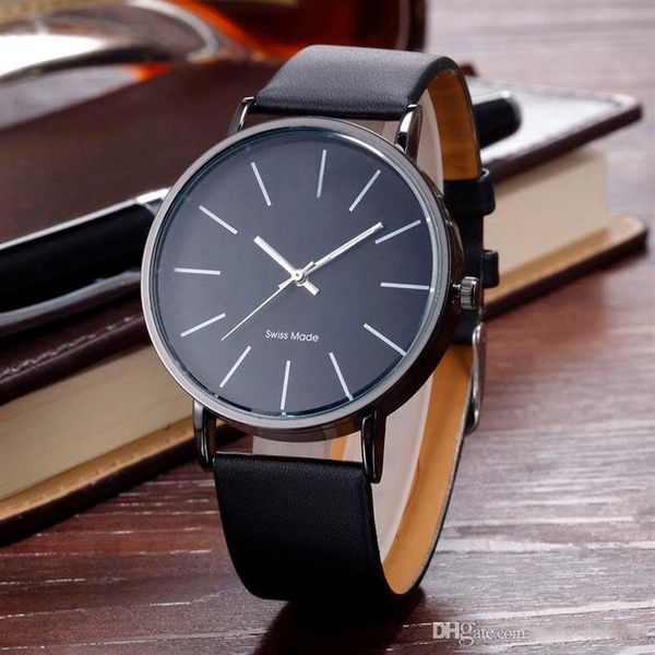 Neue Ankunft Elegante Klassische Leder Uhr Marke Mann Frau Dame Mädchen Unisex Mode Einfache Design Quarz Kleid Armbanduhr Reloj 259E