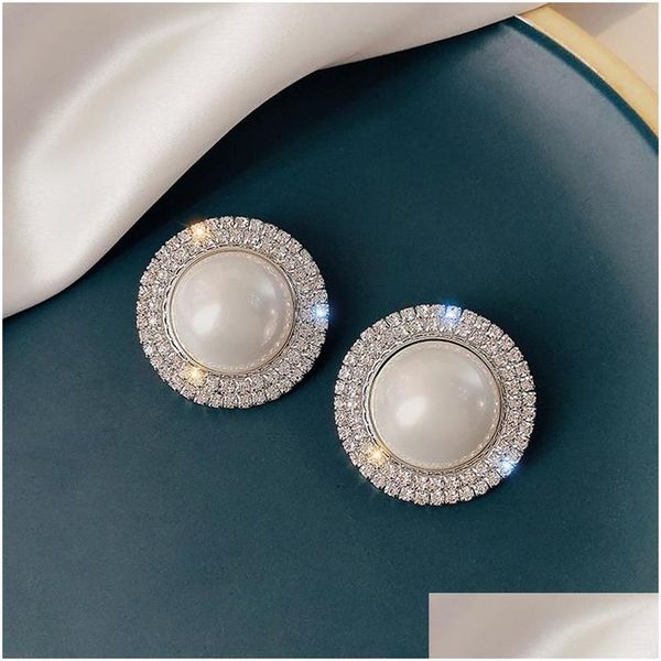 Clip-on vite posteriore moda grande clip su orecchini per le donne Bijoux squisita perla di cristallo non forato clip per l'orecchio dichiarazione gioielli goccia Dh8Xk