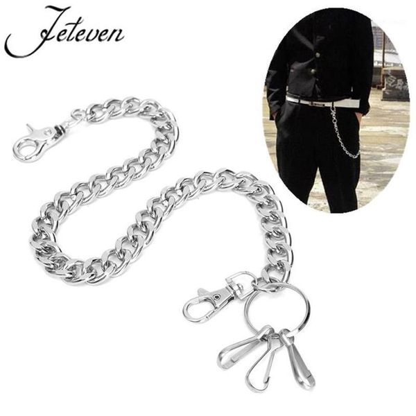 Schlüsselanhänger Herren Taille Schlüsselanhänger Silber Heavy Rock Metal Hip Hop Gothic Punk Stil Hosen Hosen Jean Biker Brieftasche Ring lang 294k