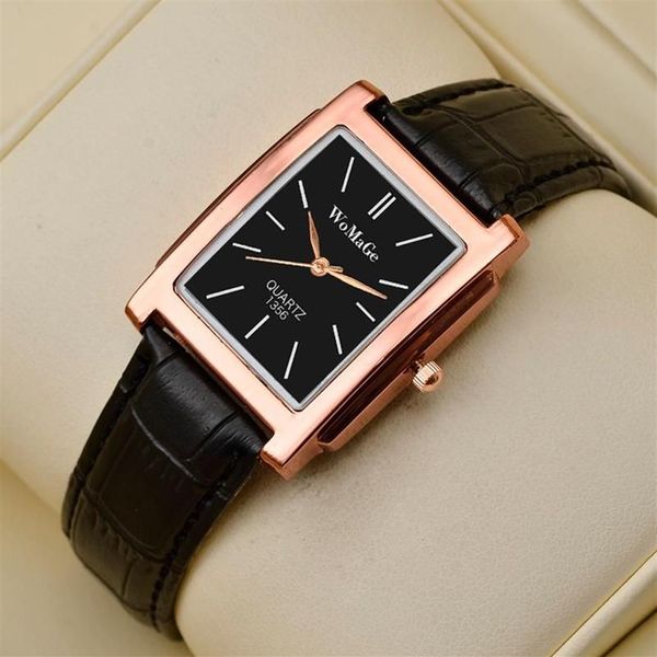 Наручные часы WoMaGe с кожаным ремешком Montre Femme 2021, модные повседневные прямоугольные кварцевые женские часы, женские часы Gift284c