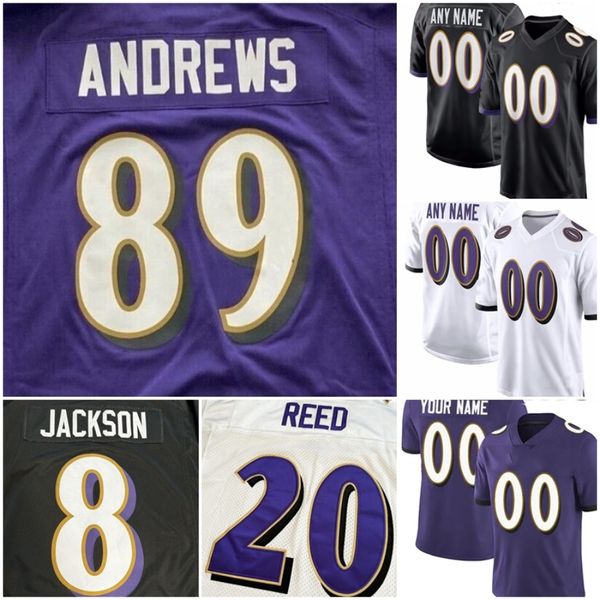 98 Tony Siragusa Maglie da calcio viola nere da uomo Maglie da gioco di calcio bianche da squadra 31 Jamal Lewis 64 Tyler Linderbaum 42 Patrick Ricard 48 Jeremiah Moon