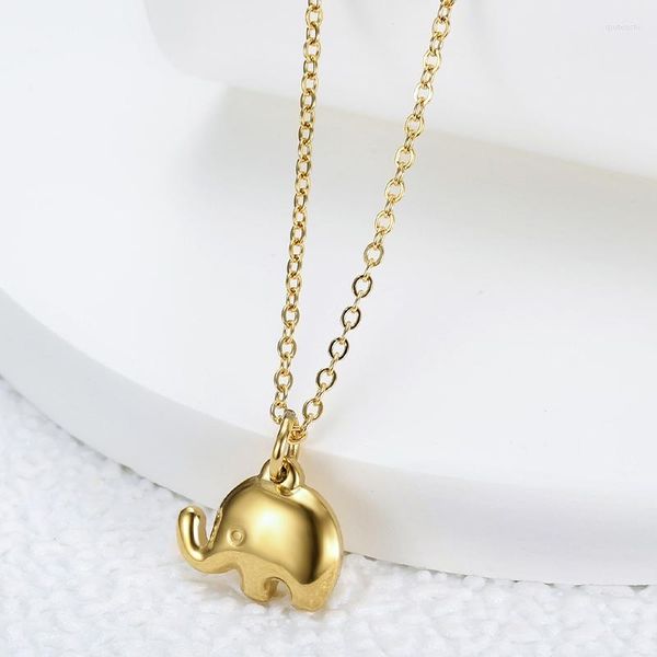 Collane con ciondolo Semplice adorabile elefante Animale Catena da collo da donna One Piece Acciaio al titanio per coppia Set di gioielli Accessori regalo