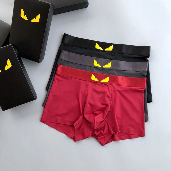 Boxer da uomo di marca Mutande Boxer da uomo classico sexy Pantaloncini casual Intimo morbido e traspirante Pantaloni a vita bassa in seta di ghiaccio boxer antibatterici senza cuciture