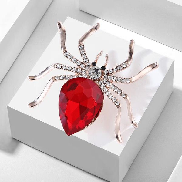 Broches requintados de aranha de cristal para mulheres strass pinos de insetos broche de festa de casamento acessórios de joias elegantes