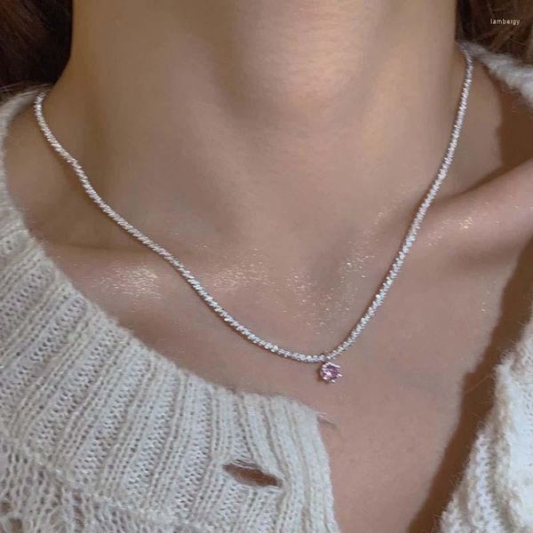 Collane con ciondolo Coreano Rosa Corona Zircone Collana stellata per le donne Scintillante Catena clavicola Girocollo Gioielli da sposa Regalo del partito 2023