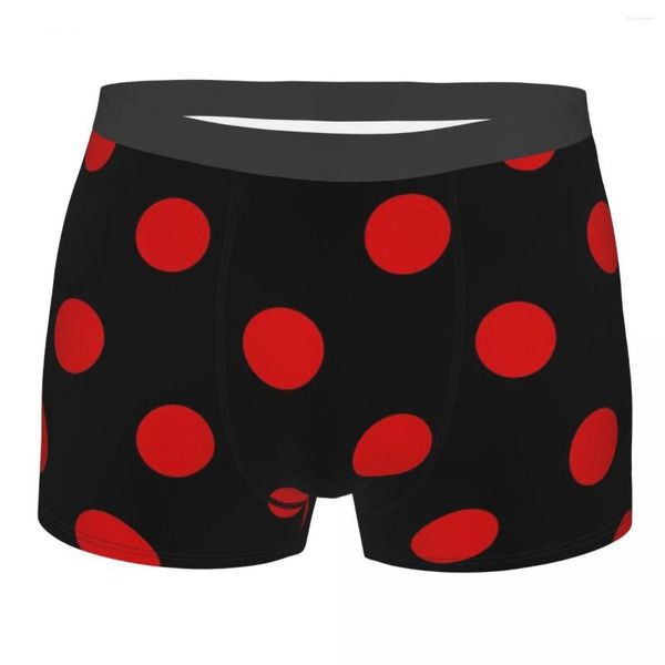 Unterhose Extra Large Rot auf Schwarz Romantische Gothic Polka Dots Herren Boxershorts Hoch atmungsaktive Unterwäsche Top Print Shorts Geschenke