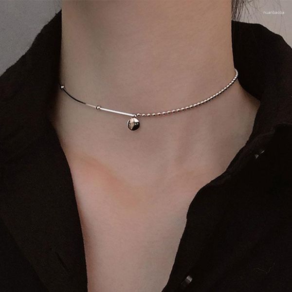 Ketten 925 Sterling Silber Choker Kragen Kurze Halsketten Runde Schlüsselbein Kette Glück Halskette Frauen Edlen Schmuck Zubehör