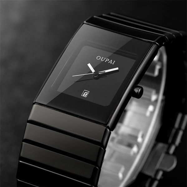 OUPAI Square Men Watch Business Waterproof Quartz Black Ceramics Wrist Masculino Relogio masculino hodinky erkek kol saati 2106092392