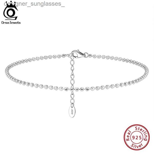 Cavigliere ORSA JEWELS 2mm Catena con perline a sfera Cavigliera in argento 925 Donna Estate Bracciale a catena per piedi Moda Cinturini alla caviglia Gioielli Regalo SA42L231004