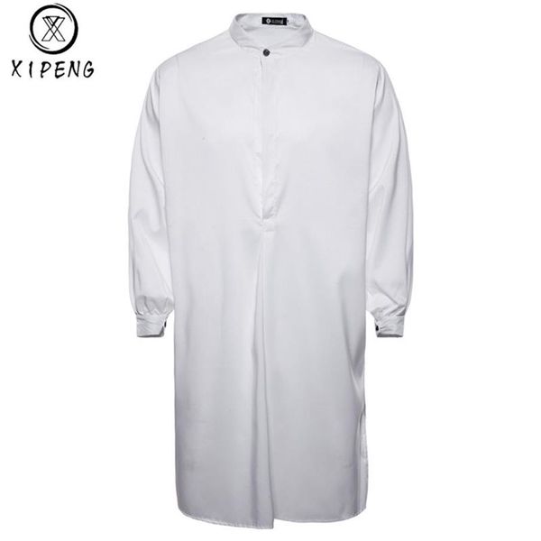 2018 herbst Neue Marke Männer der Hemd Arabischen Stil, Mode Einfache Lange männer Casual Shirt Weiß Muslimischen Robe Thobe kleid M-XXL238B