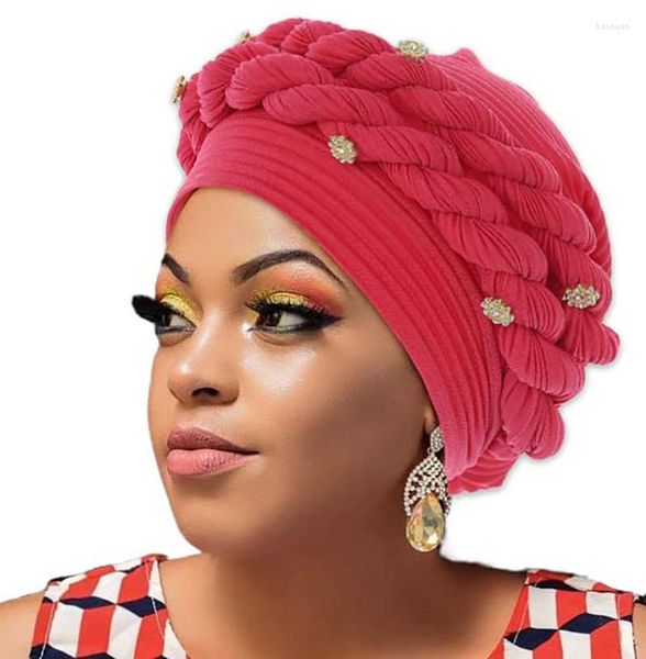 Roupas étnicas Africano Trança Mulheres Cabeça Hijab Caps Pré-Amarrado Wraps Respirável Beanie Cap Headwrap Muçulmano Moda Turbante Chapéu