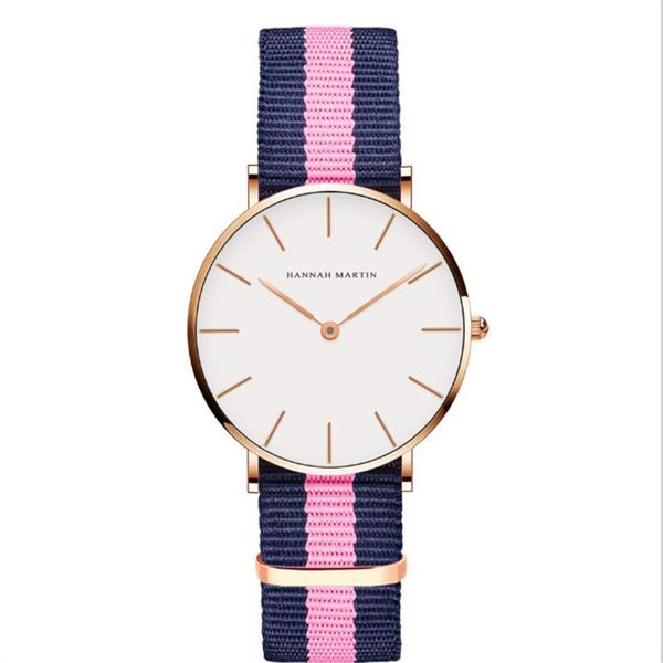 Relógios femininos simples de 36mm, relógios precisos de quartzo para mulheres, pulseira de couro confortável ou pulseira de nylon, uma variedade de cores C234Z