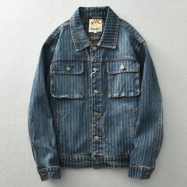 Erkek Ceketler Vintage Kargo Kısa Ceket Kişilik Dikey Yıkama Gevşek Yakışıklı Denim Ceket Erkek Gelgit