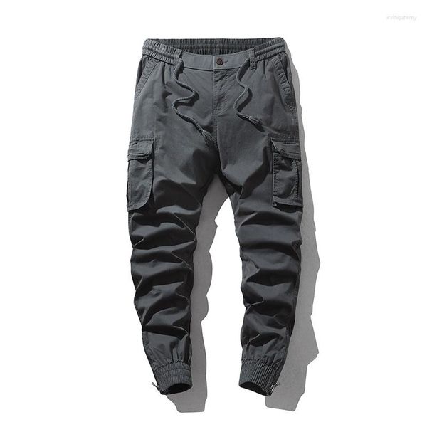 Pantaloni da uomo Primavera e autunno Lavaggio ad acqua Retro Piedi casual Cerniera Abiti da lavoro Pantaloni sportivi in cotone multitasche