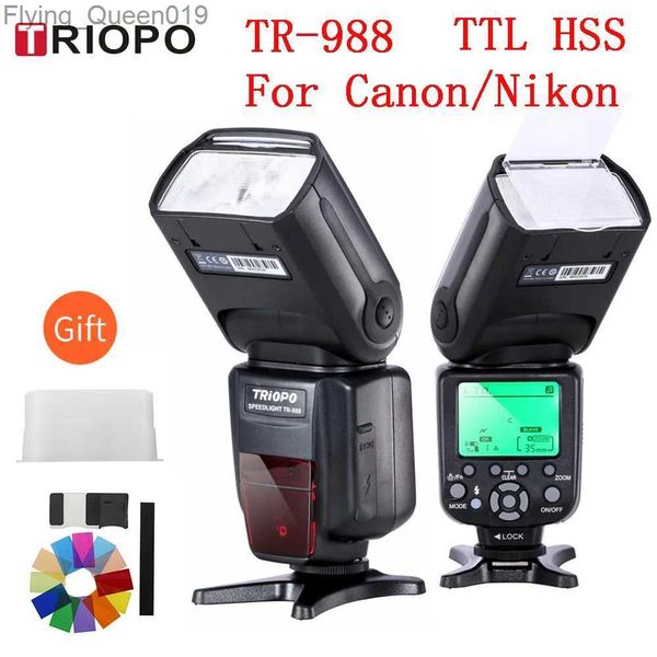 Flash Heads Triopo TR-988 TTL Yüksek Hız Senkronizasyon Kamera Speedlite Flash ve 6D 60D 550D 600D D800 D700 Dijital SLR Kamera YQ231004