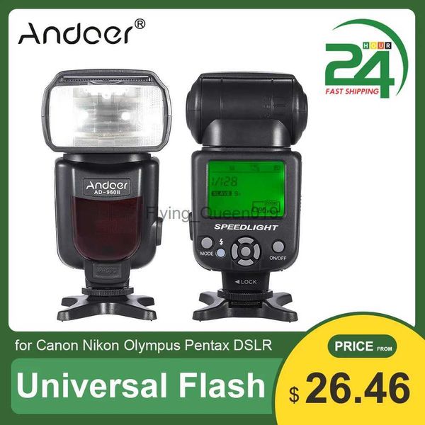 Flash Heads RU Stock Andoer AD-560 II Universal Camera Flash Speedlite GN50 com luz de preenchimento ajustável para Olympus Pentax DSLR YQ231003