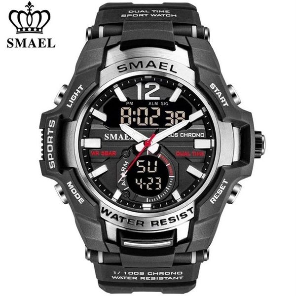 Smael relógios masculinos moda esporte super legal quartzo led relógio digital 50m à prova dwaterproof água relógio de pulso masculino relogio masculino 2241s