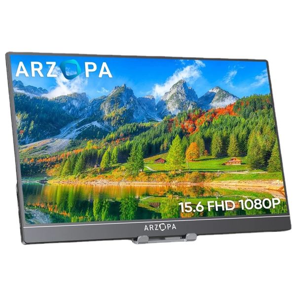 Портативный монитор Arzopa 15,6 дюйма, FHD 1080P, IPS, USB-C, мини-внешний второй экран для ноутбука Mac, ПК, Android-переключателя, Xbox PS4/5