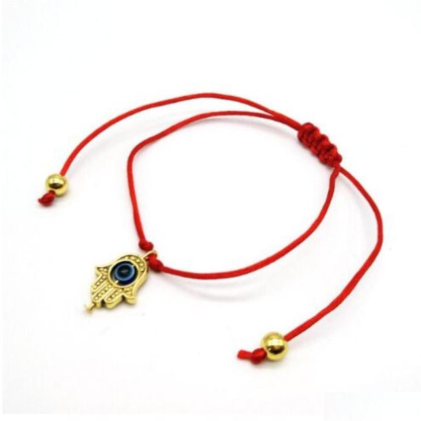 Charme pulseiras sorte olho azul mal hamsa mão encantos pulseira corda vermelha corda para mulheres homens jóias presentes4937994 gota entrega dh2j3