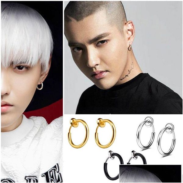 Hoop Huggie Stealth Fake Piercing Ohrringe Punk Stil Helix Manschette Feder Clip Ring Hoop Knorpel Männer Frauen Schmuck Drop Lieferung Dhwc8