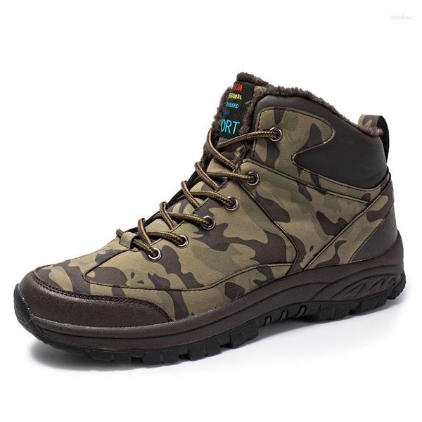 Stiefel Winter Knöchel Schnee Männer Schuhe Mit Fell Plüsch Warme Männliche Casual Boot Turnschuhe Camouflage Wasserdichte Nicht-slip Trekking