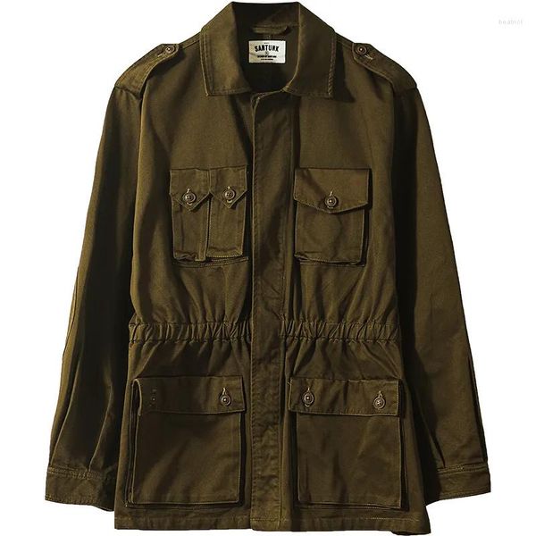 Jaquetas masculinas m43 campo solto multi-bolsos militar motociclista vestido de batalha uniforme primavera outono casaco 2024 jaqueta vintage para masculino