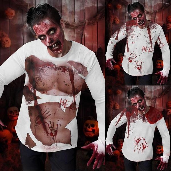 Camicie da uomo Halloween rossa marchio di fusione camicia a maniche lunghe è maschile di grandi dimensioni di grandi uomini grafici