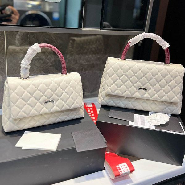 Bolsa de ombro feminina luxuosa portátil com aba com couro caviar acolchoado diamante treliça bolsa clássica noite clube tendência bolsa de moedas mala de dois tamanhos 25 28 cm