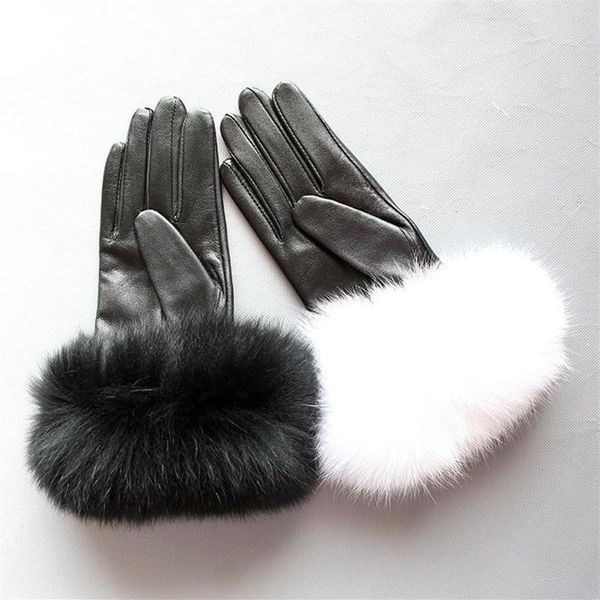 Перчатки с пятью пальцами Maylofuer из натуральной овчины, манжеты для волос с сенсорным экраном, женские теплые зимние черные233d