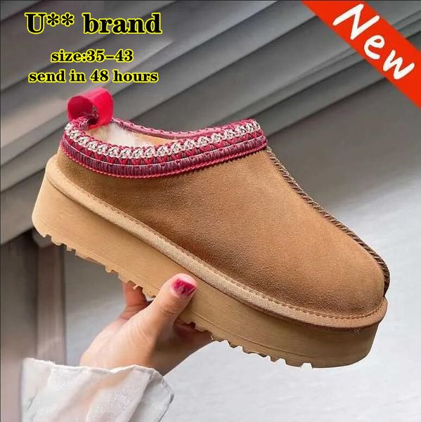 Designermarke Schneestiefel Tazz Australian Slipper Plattform Flauschige Mules Warme Winter Damen Pelzstiefeletten Luxuriöse Schuhstiefel Größe 35-43