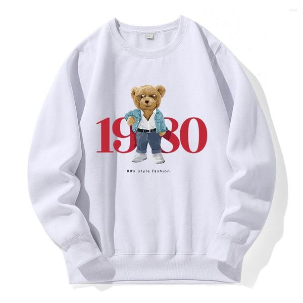 Hoodies masculinos olham este é o estilo dos anos 80 moda em 1980 homens o-pescoço oversized com capuz velo moletom quente solto básico roupas diárias