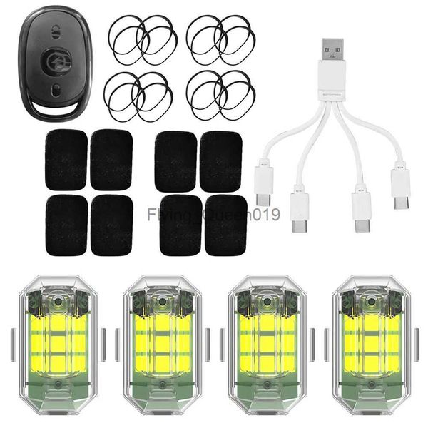 Teste flash 4 pezzi Lampada di avvertimento per guida notturna 2.4G Telecomando wireless M3 Micro USB Ricarica 3.7 V 350 mAh Impermeabile Alta luminosità per auto YQ231003