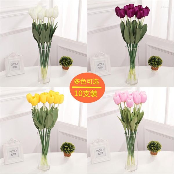 Simulazione di fiori decorativi Confezione da 10 tulipani Fiori di seta Secchi Interni Artificiali Artigianato Decorazione della tavola del soggiorno