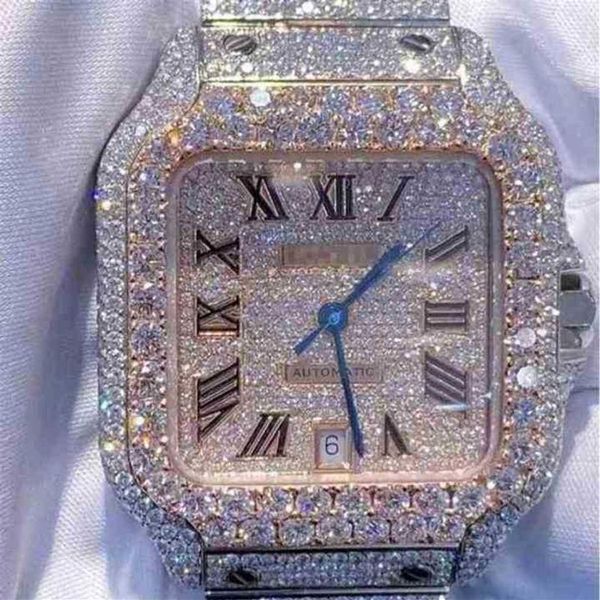 Bilek saatleri 2022 Mosang Stone Diamond Watch Özelleştirme Mens Otomatik Mekanik Hareket Su Geçirmez TT'yi geçebilir309D