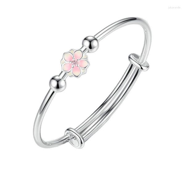 Link pulseiras moda flores de cerejeira redonda grânulo charme pulseira para mulheres jóias elegantes sl303