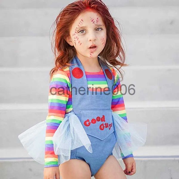 Özel Durumlar Film Chucky Cosplay Costume Kids Korku Killer Çocuk Oyunu Chucky Girl Dress Korku Hayalet Doll Cadılar Bayramı Giydirme Partisi X1004