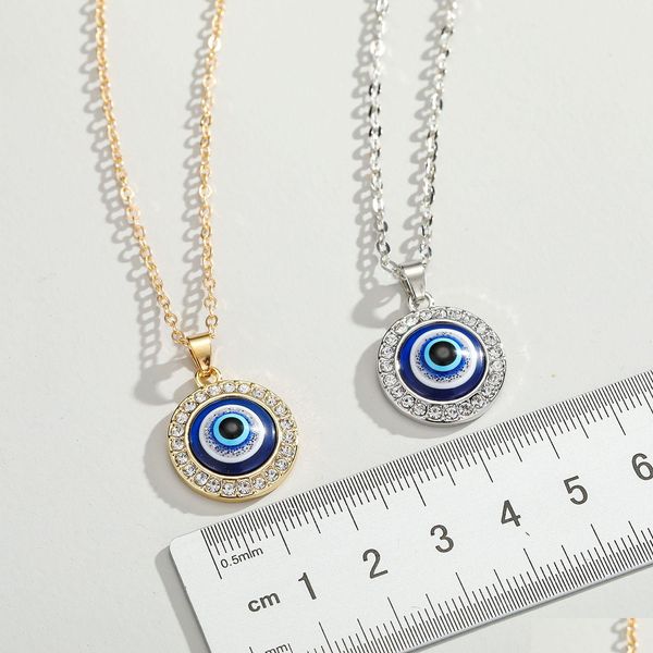 Anhänger Halsketten für Frauen Neue Original Türkische Teufel Auge Halskette Diamant Runde Blaue Augen Schmuck Geschenk Großhandel Drop Lieferung Penda Dhnxa