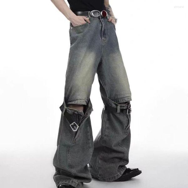 Männer Hosen Retro Nische 3D Nähte Jeans Amerikanischen Stil High Street Gerade Beiläufige Lose Breite Bein Hosen Männer Männliche Kleidung